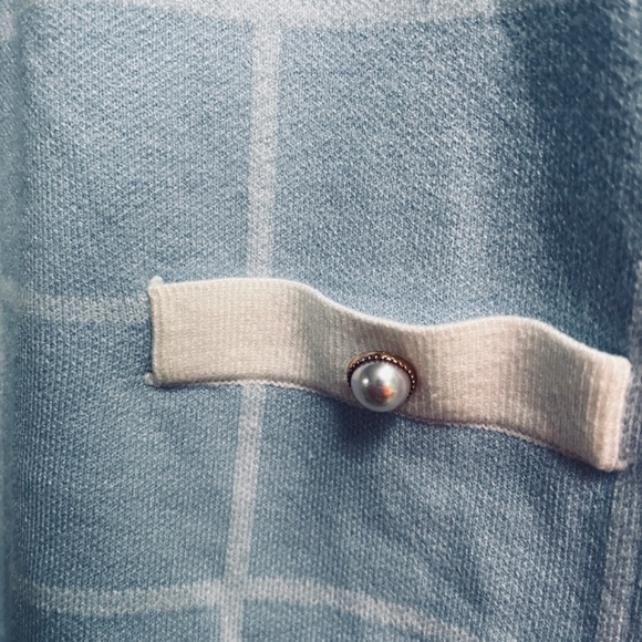 French Connection Sleeveless Round Neck White Check Blue Knit Mini Dress XL - Picture 4 of 11